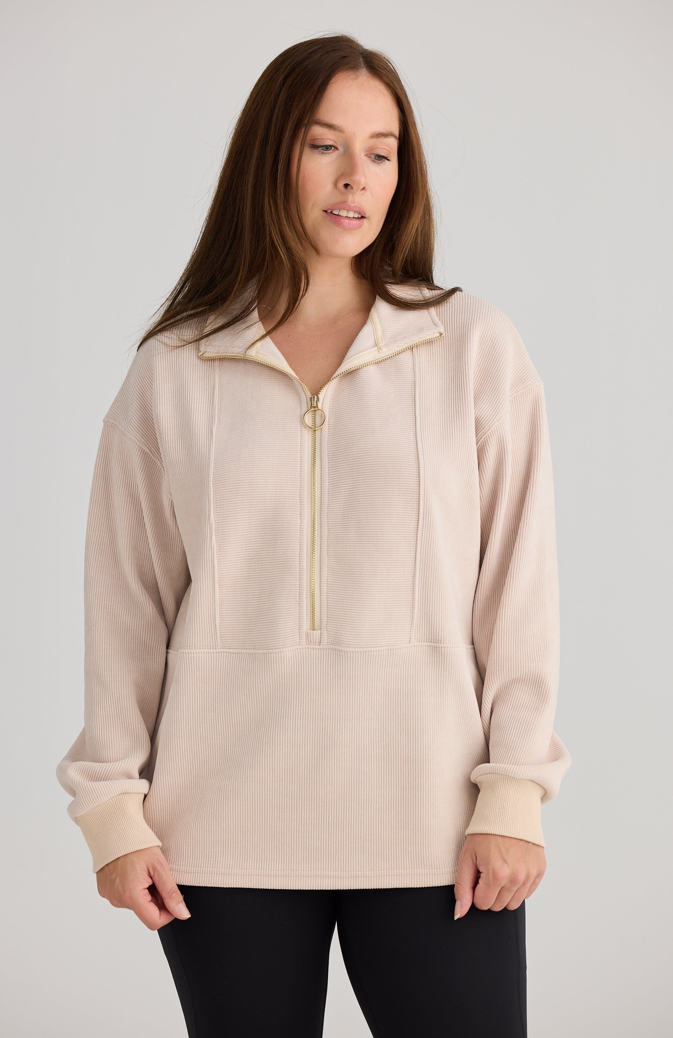 Harlow Ribbed Sweat (Light Beige)