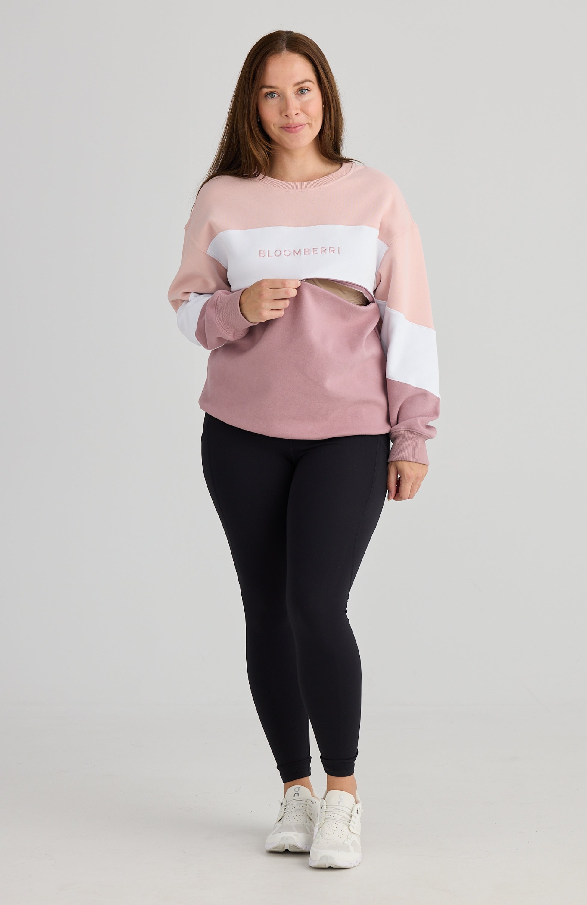 Elevate Nursing Sweater (Pink-White)