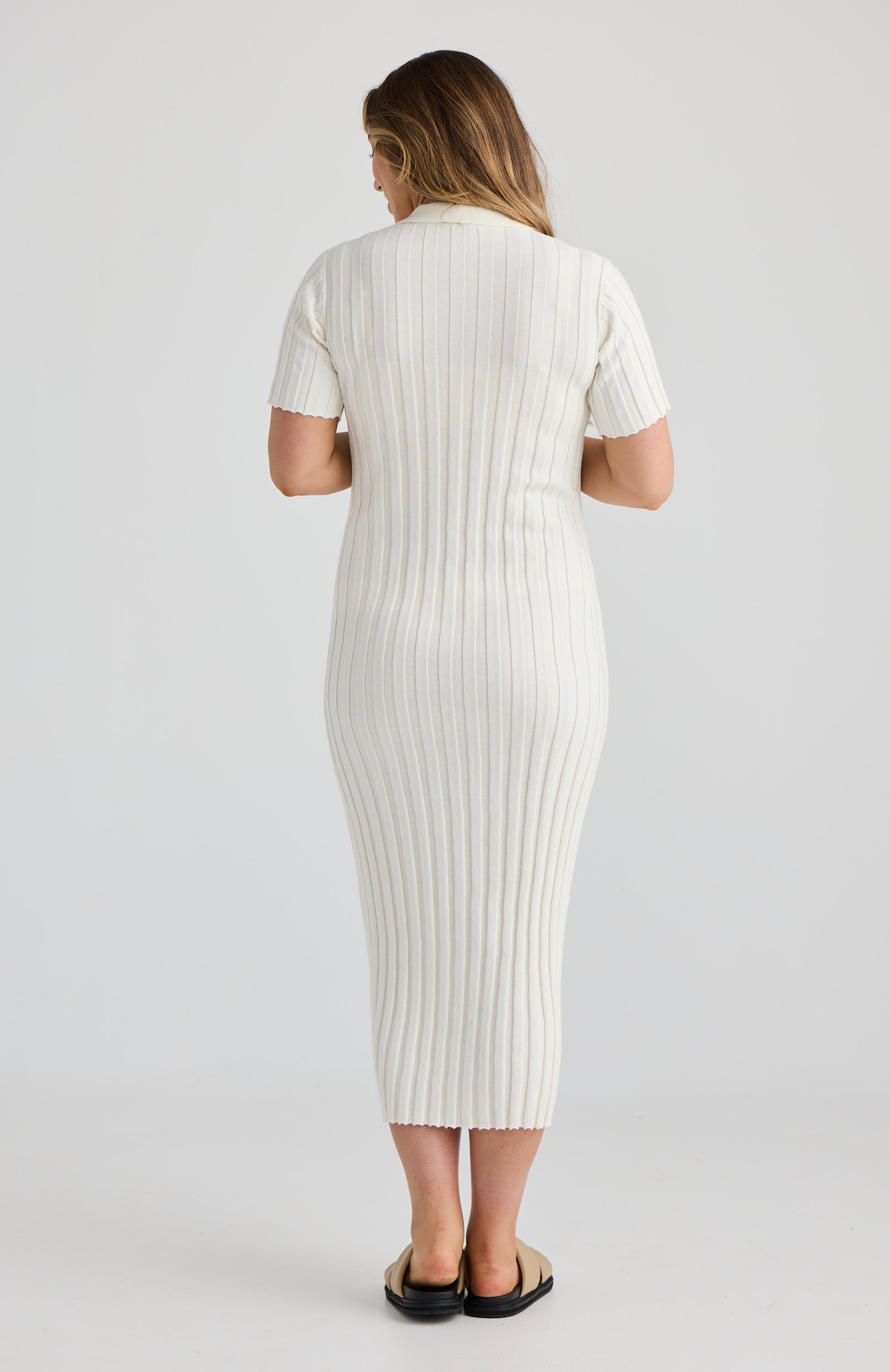 Ava Knit Maternity Dress White